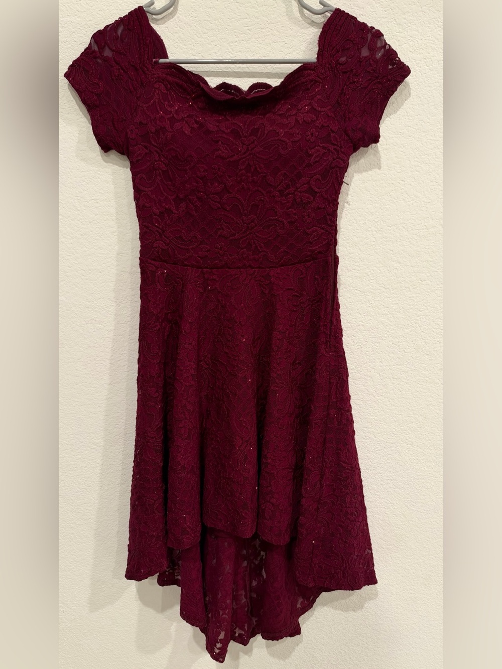 City Studio Burgundy Lace High-Low Dress